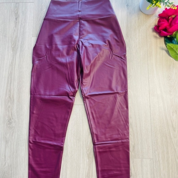 AUSIMIAR Women's Stretchy Faux Leather Fit  Wet Look Leggings Pants. Sexy High - Picture 2 of 8